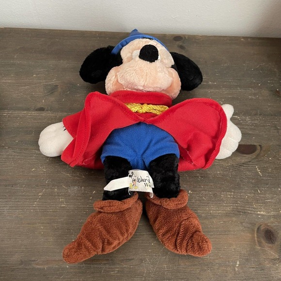 Walt Disney World Fantasia Sorcerer Mickey Mouse Sand Stuffed Plush - Picture 4 of 6